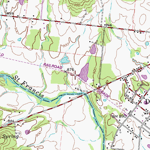 Topographic Map of Lakeside Airport, MO
