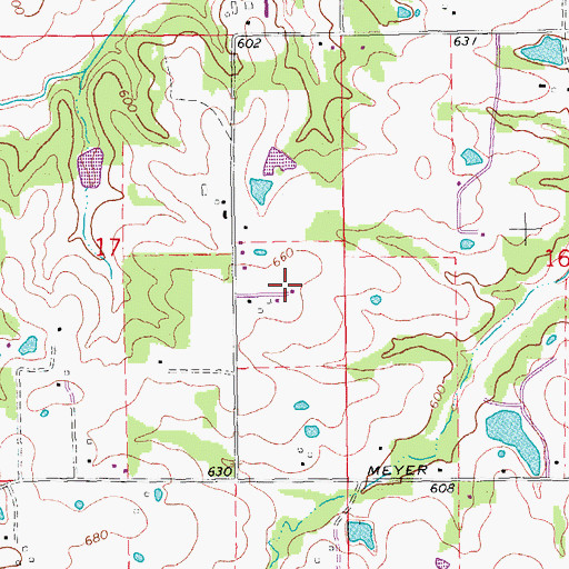 Topographic Map of Riddle's Roost Airport (historical), MO