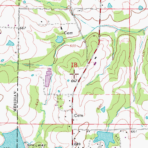 Topographic Map of Ahlers Acres Airport, MO