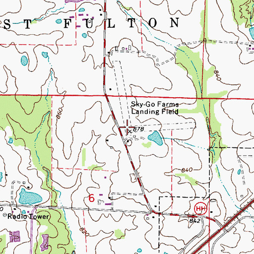 Topographic Map of Sky-Go Farms Airport, MO