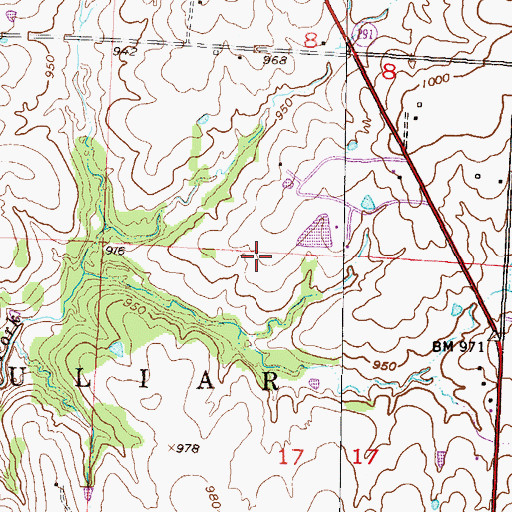 Topographic Map of Ridgeview Ranch Airport, MO