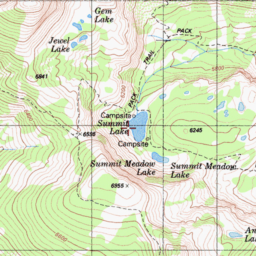 Topographic Map of Summit Lake, CA