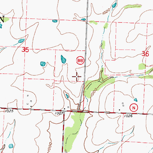 Topographic Map of Stony Branch Airport, MO