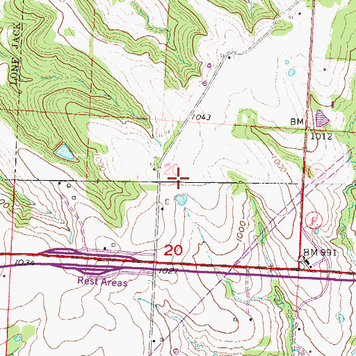 Topographic Map of Lambs Field, MO