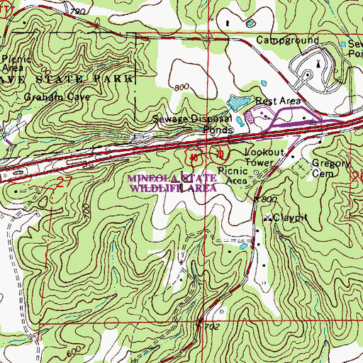 Topographic Map of Sky-Vu Airport, MO