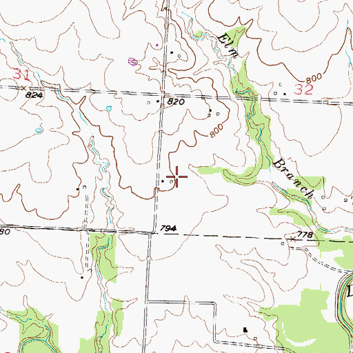 Topographic Map of Brownsberger Airport, MO