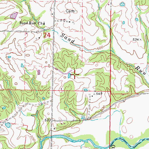 Topographic Map of Greensfield Airport, MO