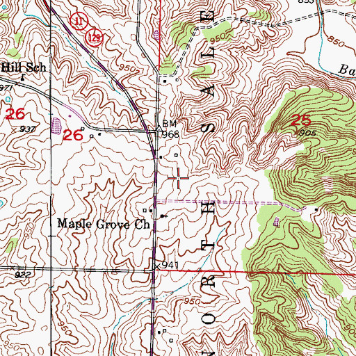 Topographic Map of Oak Ridge Farms Airport, MO