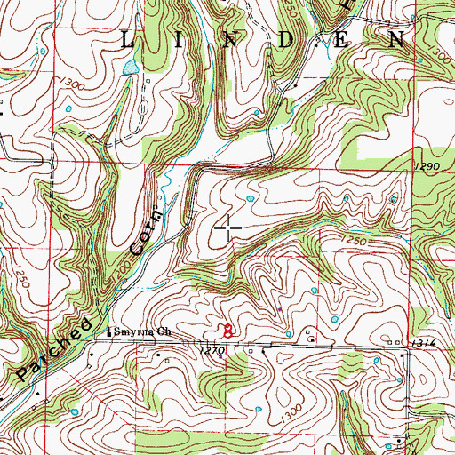 Topographic Map of Linden Air, MO