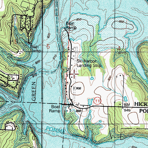 Topographic Map of Ski Harbor Airport, MO