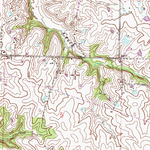 Topographic Map of Rollert Farm Airport, MO