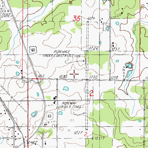 Topographic Map of West Plains Regional Airport, MO