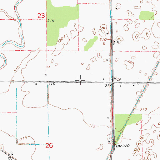 Topographic Map of Brown Field Airport (historical), MO