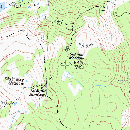 Topographic Map of Summit Meadow, CA
