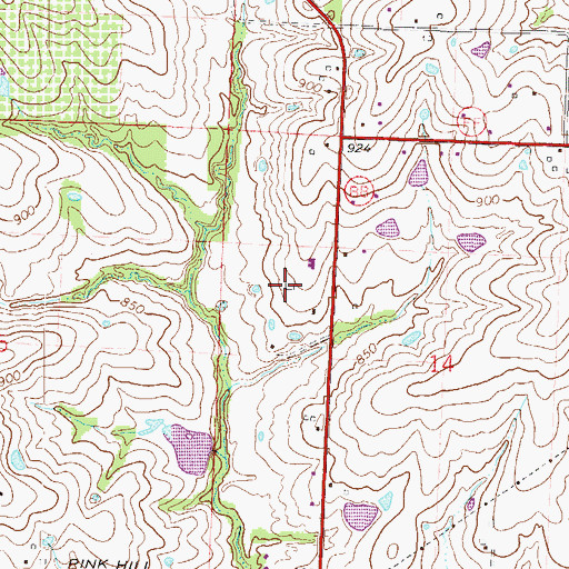 Topographic Map of Washburn Farm Airport, MO
