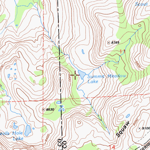 Topographic Map of Summit Meadow Lake, CA