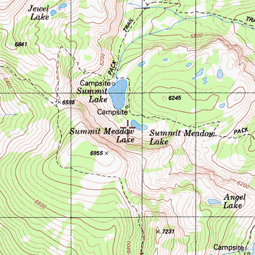 Topographic Map of Summit Meadow Lake, CA