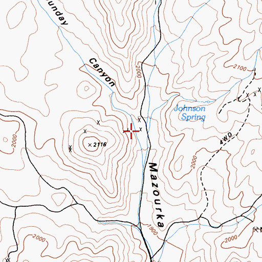 Topographic Map of Sunday Canyon, CA