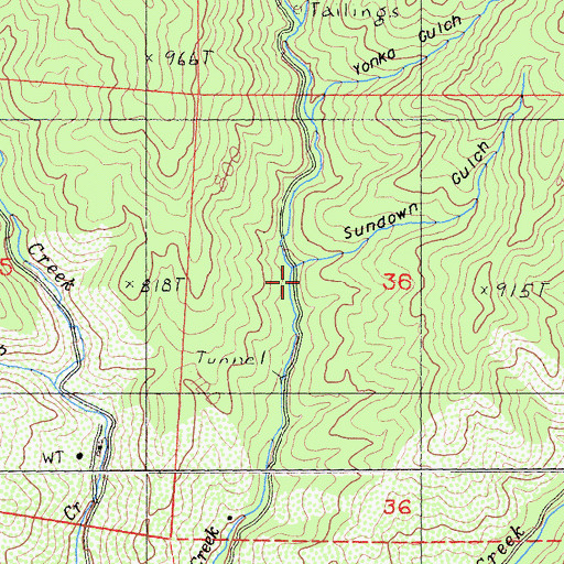 Topographic Map of Sundown Gulch, CA