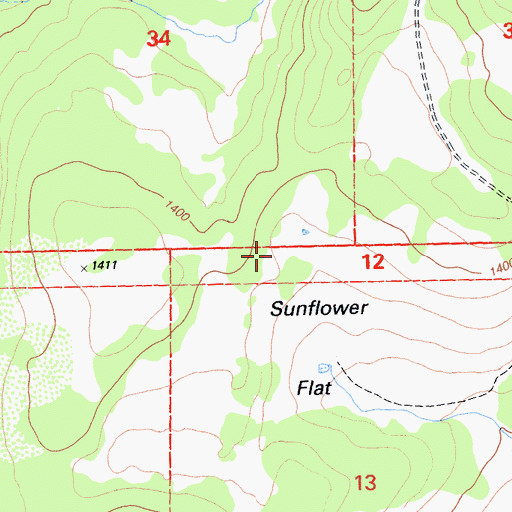 Topographic Map of Sunflower Flat, CA