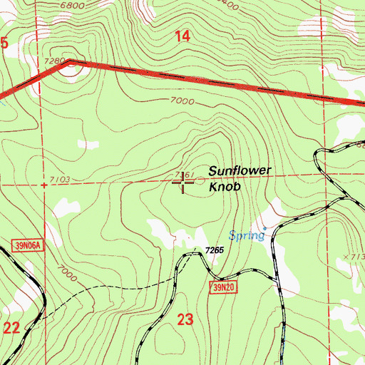 Topographic Map of Sunflower Knob, CA
