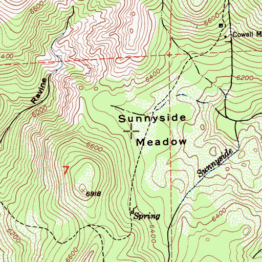 Topographic Map of Sunnyside Meadow, CA