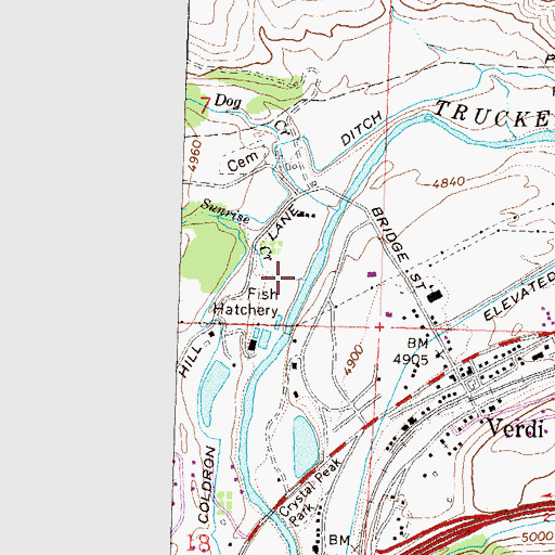Topographic Map of Sunrise Creek, NV