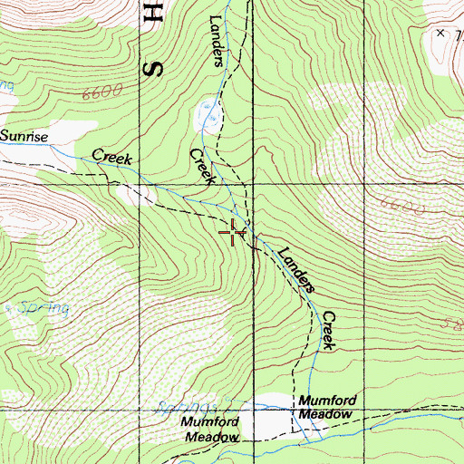 Topographic Map of Sunrise Creek, CA