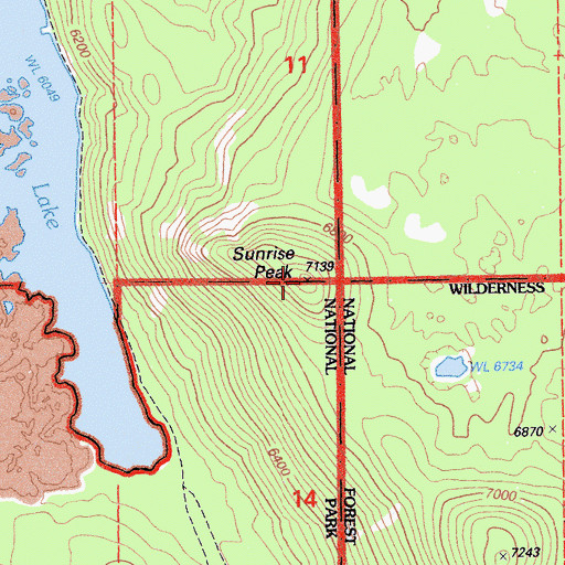 Topographic Map of Sunrise Peak, CA