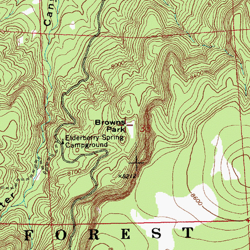 Topographic Map of Browns Park, AZ