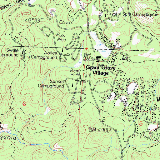 Topographic Map of Sunset Campground, CA
