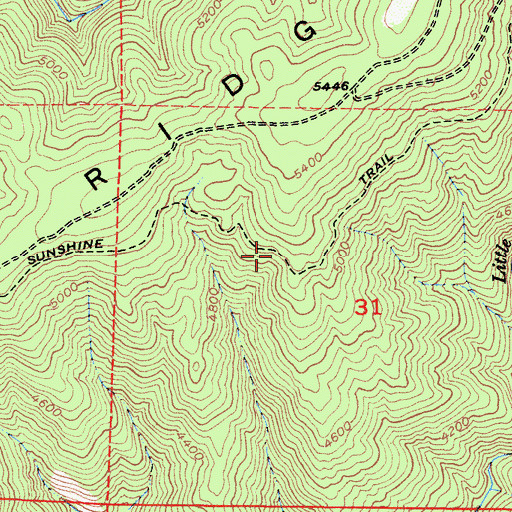 Topographic Map of Sunshine Trail, CA