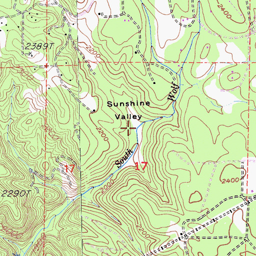 Topographic Map of Sunshine Valley, CA