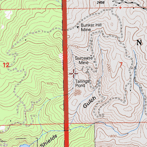 Topographic Map of Surcease Mine, CA