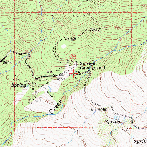 Topographic Map of Surveyor Campground, CA