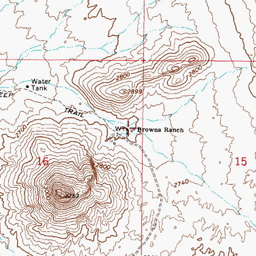 Topographic Map of Browns Ranch, AZ