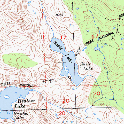 Topographic Map of Susie Lake, CA