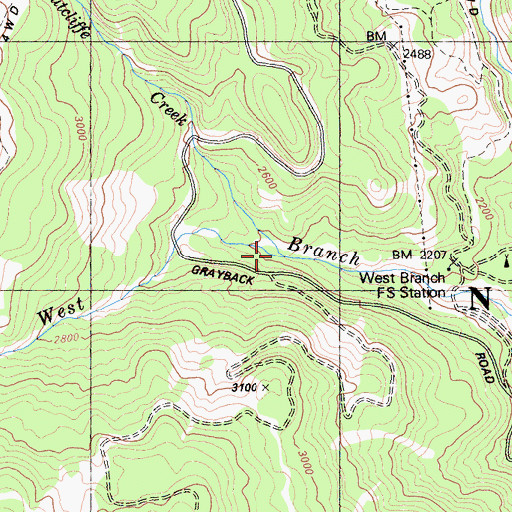 Topographic Map of Sutcliffe Creek, CA
