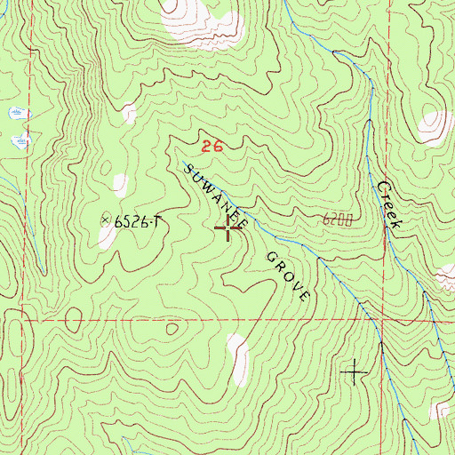 Topographic Map of Suwanee Grove, CA