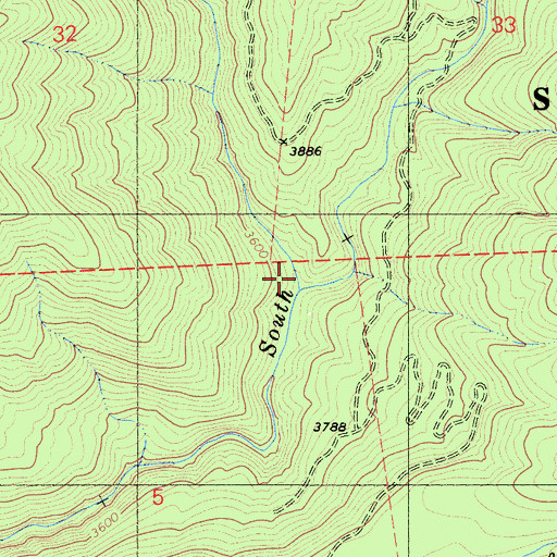 Topographic Map of Swamp Creek, CA