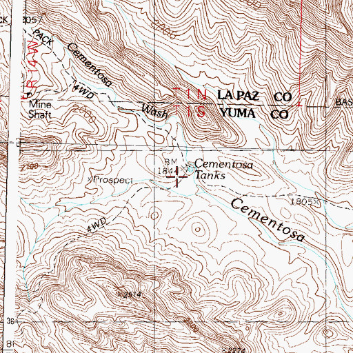 Topographic Map of Cementosa Tanks, AZ