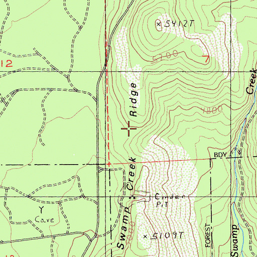 Topographic Map of Swamp Creek Ridge, CA