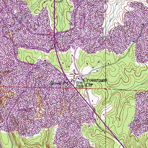 Topographic Map of Crossroads School (historical), AL