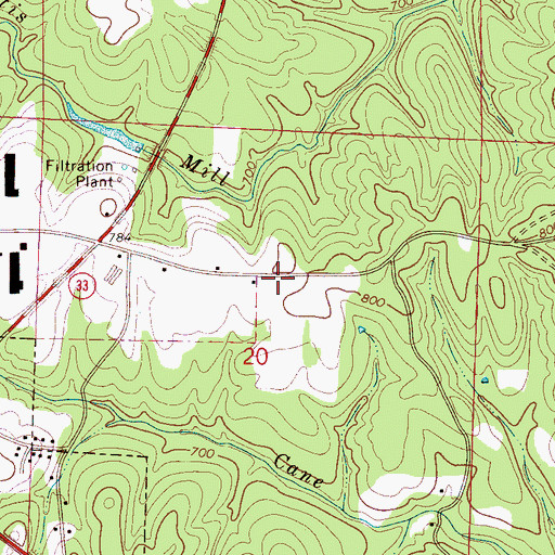 Topographic Map of Double Springs Middle School, AL