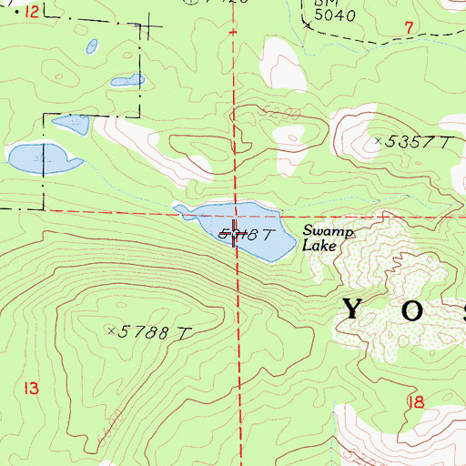 Topographic Map of Swamp Lake, CA
