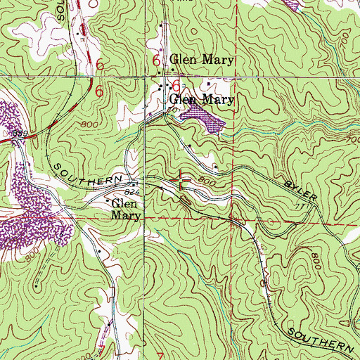 Topographic Map of Glen Mary School (historical), AL