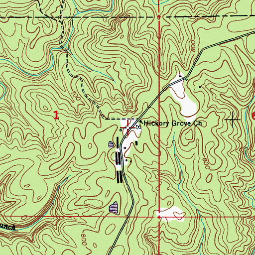Topographic Map of Hickory Grove School (historical), AL