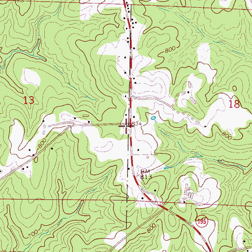 Topographic Map of Hicks School (historical), AL