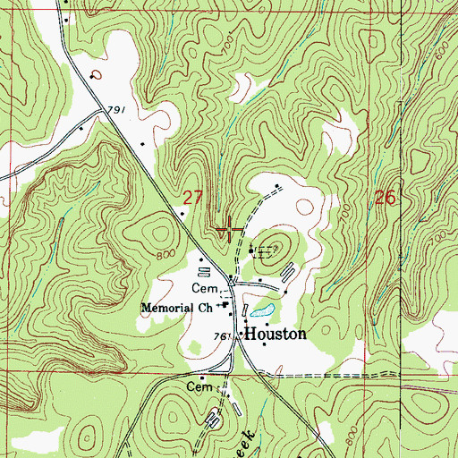 Topographic Map of Houston School (historical), AL