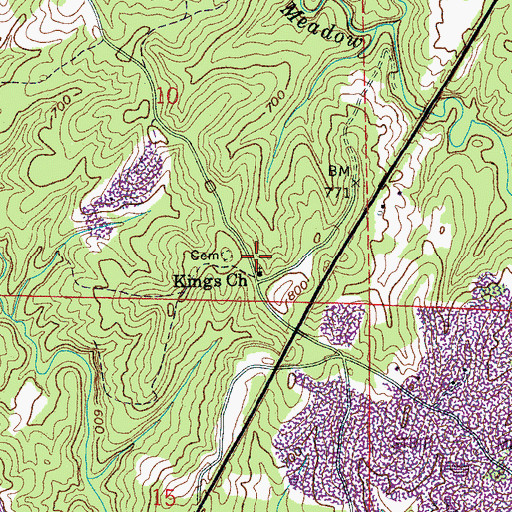 Topographic Map of King School (historical), AL